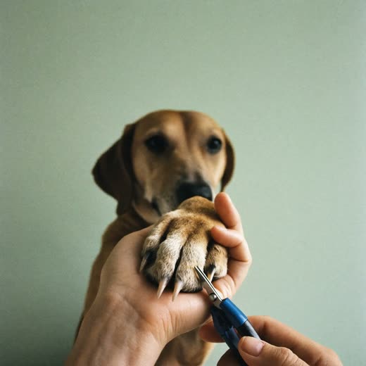 A dog's paw held for a nail trim